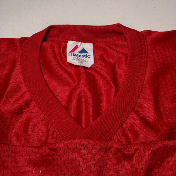 Vintage Majestic Football Jersey Youth Large Red V Neck Mesh USA Made Athletic - Picture 5 of 8